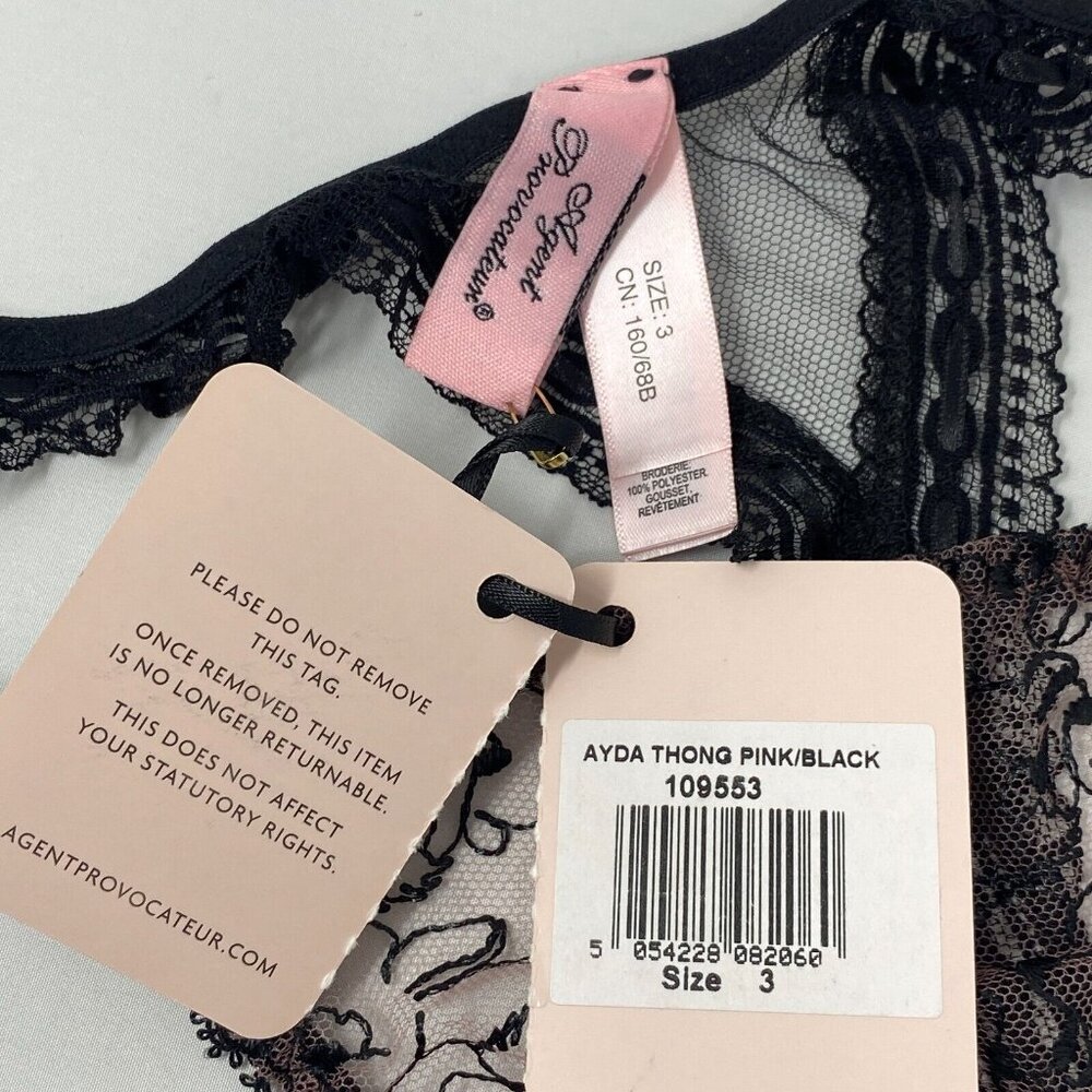 Agent Provocateur Ayda Pink Black Thong NWT - Picture 7 of 8